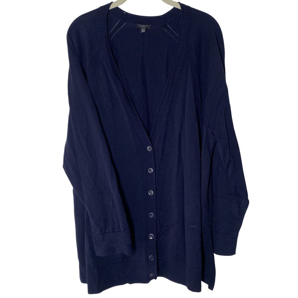 Talbots Plus Petite Button‎ Up Cardigan Sweater Womens 3XP Cotton Blend Casual